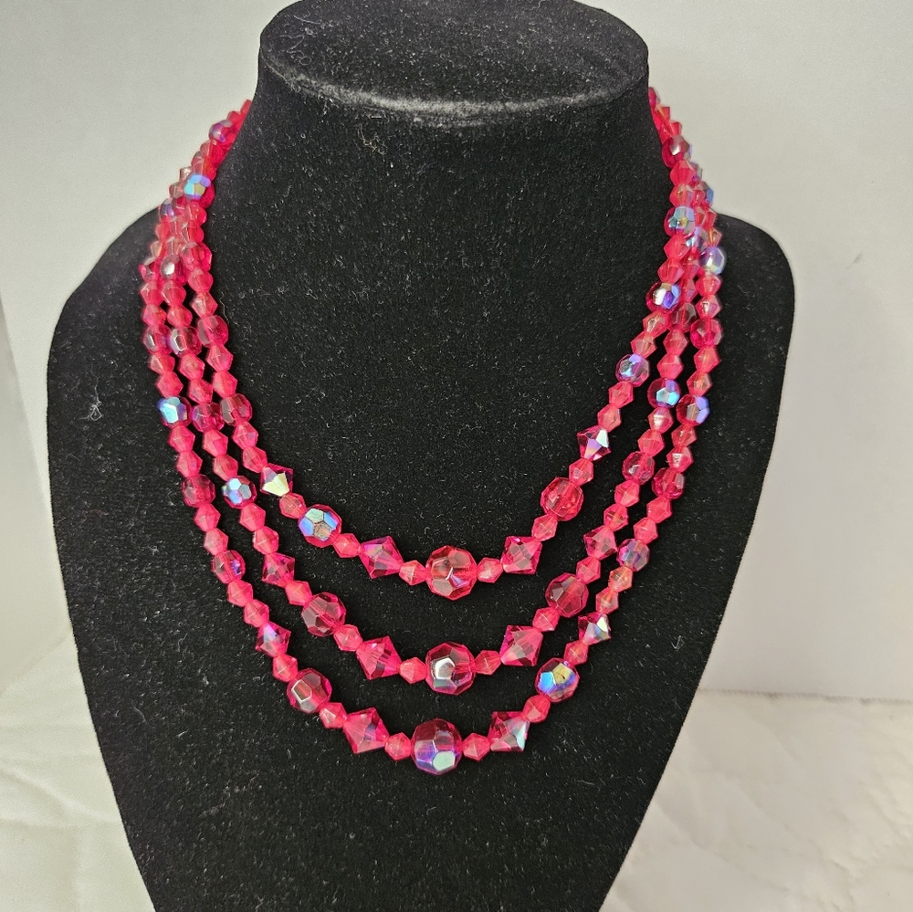 Vintage Red ab necklace
